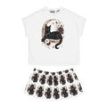 Black Cat Crescent Moon Pajama Set | Short Sleep Tee and Shorts