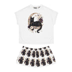 Black Cat Crescent Moon Pajama Set | Short Sleep Tee and Shorts