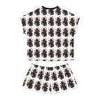 Black Cat Crescent Moon Pajama Set | Short Sleep Tee and Shorts