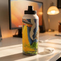 UFO Abduction Cat stainless steel water bottle | sports lid, space illustration