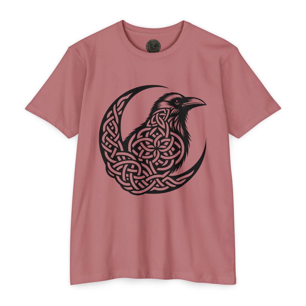 Celtic Knotwork Raven Moon T-Shirt, Norse Pagan Apparel, Witchy Corvid Gift