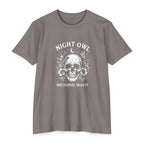 Night Owl Skull Floral Tee, Gothic Botanical Design, Dark Academia Gift