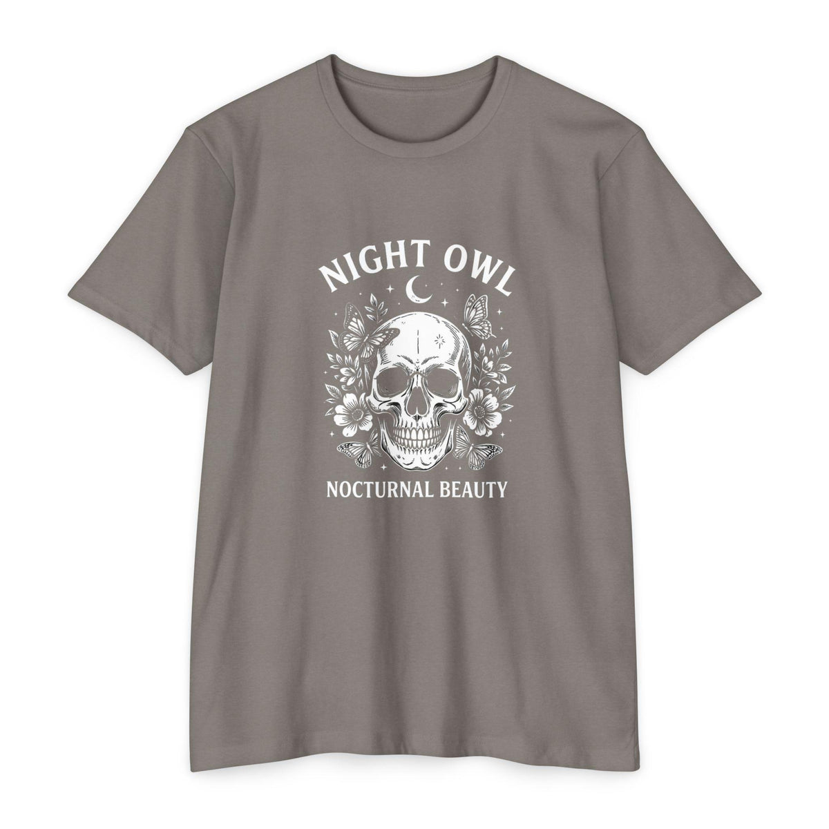 Night Owl Skull Floral Tee, Gothic Botanical Design, Dark Academia Gift