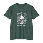 Night Owl Skull Floral Tee, Gothic Botanical Design, Dark Academia Gift