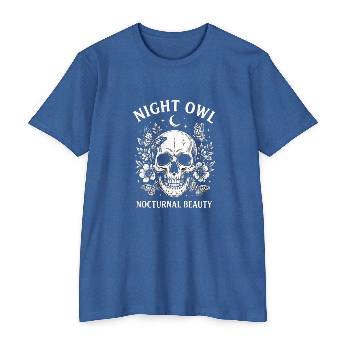 Night Owl Skull Floral Tee, Gothic Botanical Design, Dark Academia Gift