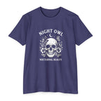 Night Owl Skull Floral Tee, Gothic Botanical Design, Dark Academia Gift