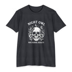 Night Owl Skull Floral Tee, Gothic Botanical Design, Dark Academia Gift