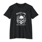 Night Owl Skull Floral Tee, Gothic Botanical Design, Dark Academia Gift
