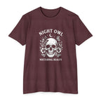 Night Owl Skull Floral Tee, Gothic Botanical Design, Dark Academia Gift