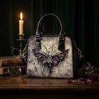 Gothic Death Head Moth Handbag, Vegan Leather Crossbody, Witchy Artwork Accessory
