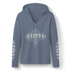 Celestial Moon Phase Hoodie, Charcoal Tri-Blend Pullover, Boho Stargazer Gift