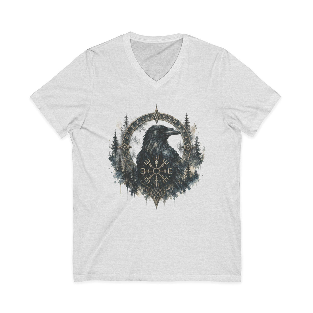 Valknut Raven Forest Tee | Norse Vegvisir Crow Woodland Design