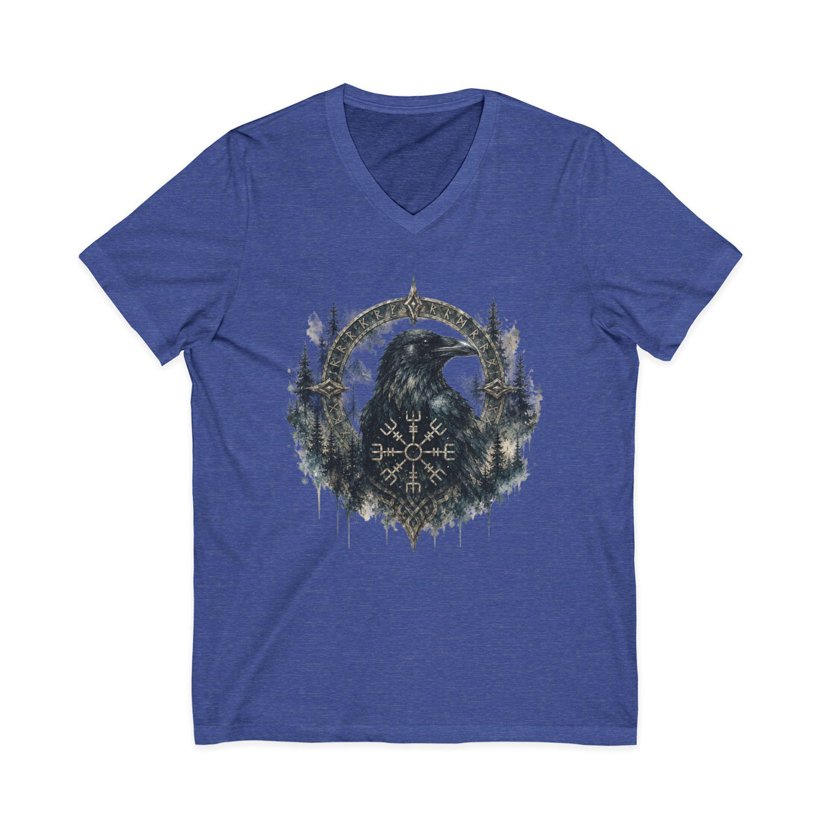 Valknut Raven Forest Tee | Norse Vegvisir Crow Woodland Design