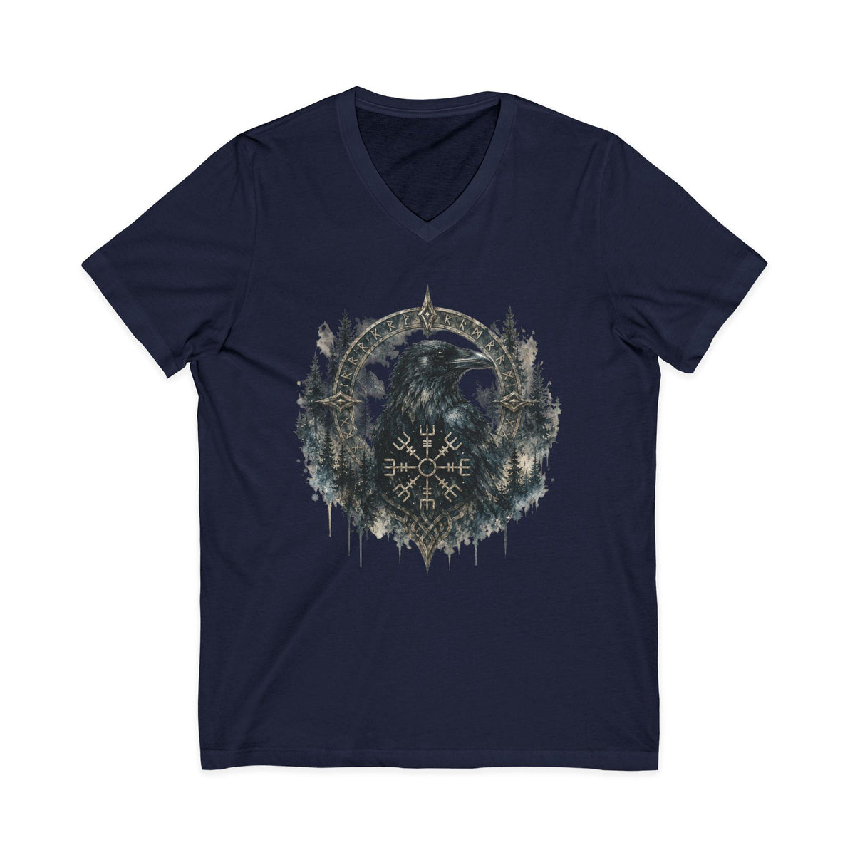 Valknut Raven Forest Tee | Norse Vegvisir Crow Woodland Design
