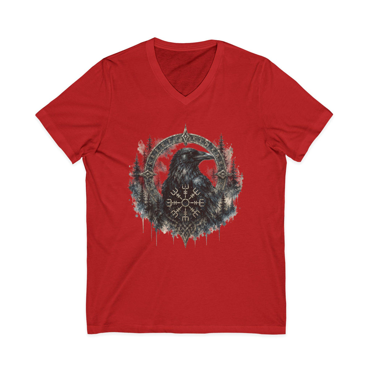 Valknut Raven Forest Tee | Norse Vegvisir Crow Woodland Design
