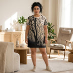 Silhouette Sasquatch Forest T-Shirt Dress | Woodland Bigfoot Night Scene