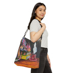 Dragon Reading on Books Tote Bag | Illustrated Fantasy Creature with Coffee