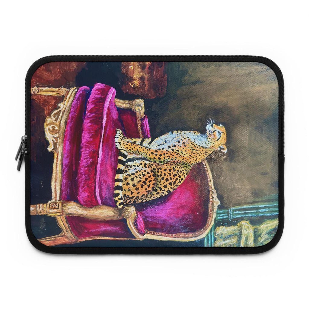 Regal Cheetah on Velvet Throne Laptop Sleeve | Wildlife Art, Luxury Animal Print