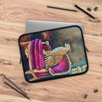 Regal Cheetah on Velvet Throne Laptop Sleeve | Wildlife Art, Luxury Animal Print