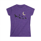 Raven Flock Crescent Moon Women's Tee, Gothic Celestial Bird Shirt