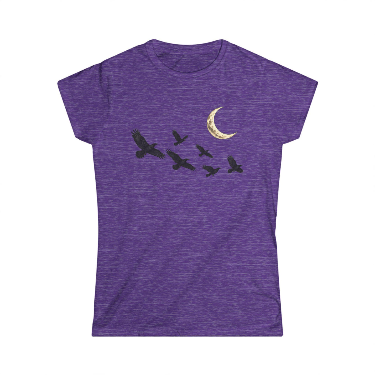 Raven Flock Crescent Moon Women's Tee, Gothic Celestial Bird Shirt