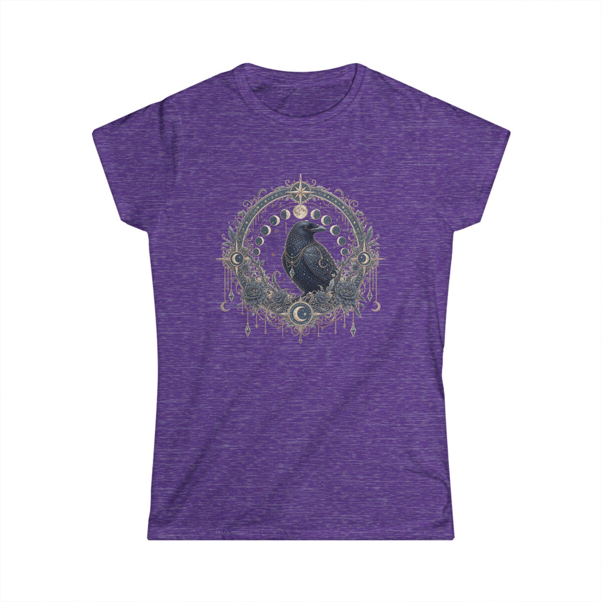 Raven Moon Goddess Tee, Ornate Celestial Crow Shirt, Gothic Witchy Gift