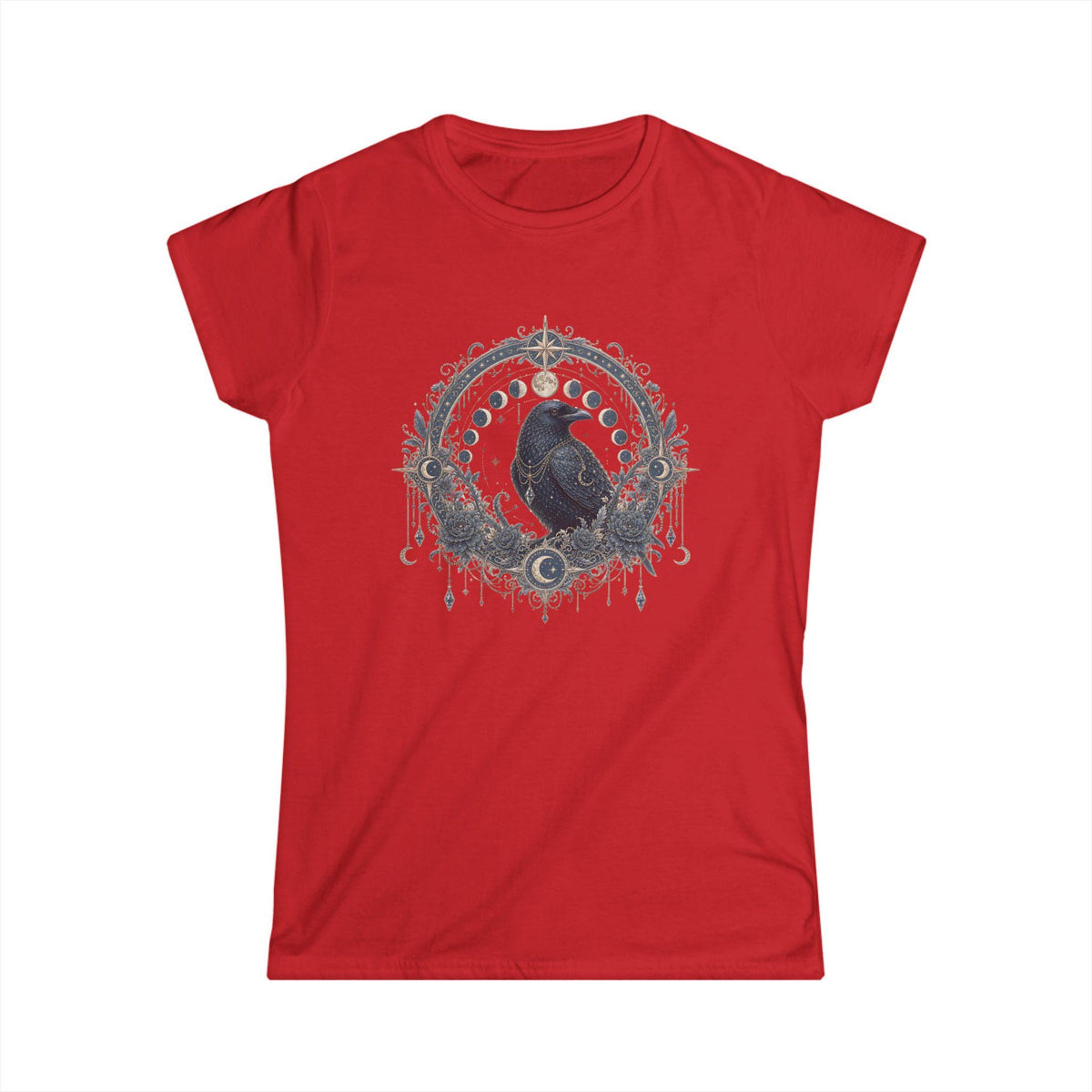 Raven Moon Goddess Tee, Ornate Celestial Crow Shirt, Gothic Witchy Gift