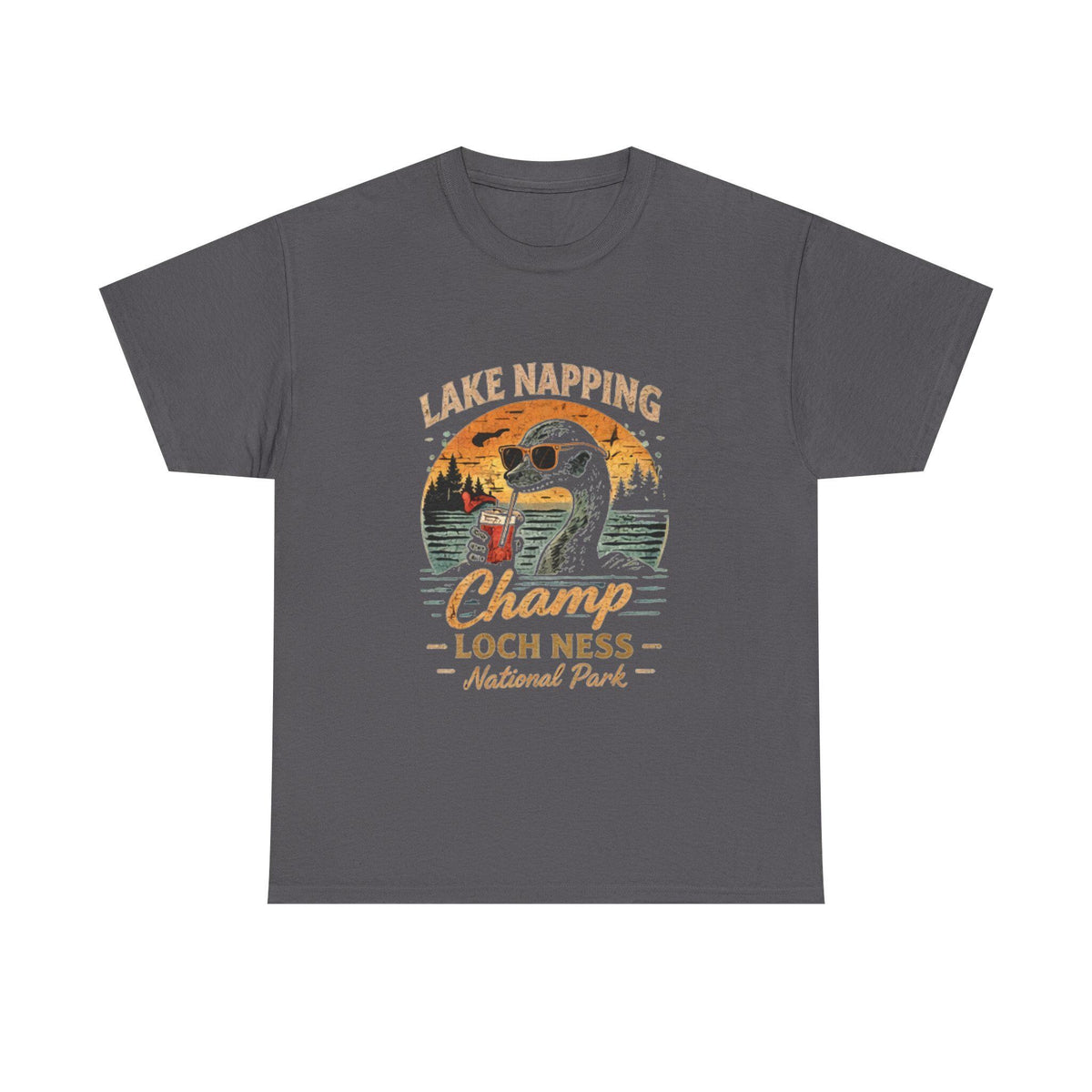 Funny Loch Ness Monster T-Shirt, Lake Napping Champ, Retro Cryptid Tee