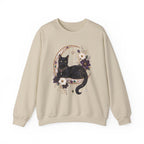 Black Cat on Jewelled Crescent Moon Sweatshirt, Celestial Witchy Art (Heavy Blend)