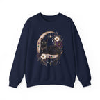 Black Cat on Jewelled Crescent Moon Sweatshirt, Celestial Witchy Art (Heavy Blend)