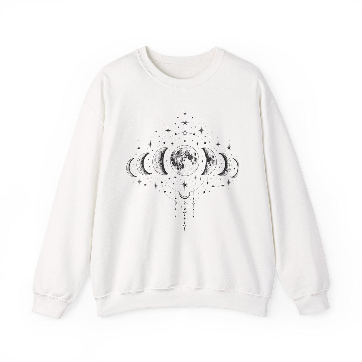 Moon Phases Crewneck Sweatshirt, Celestial Lunar Cycle, Witchy Astrology Jumper