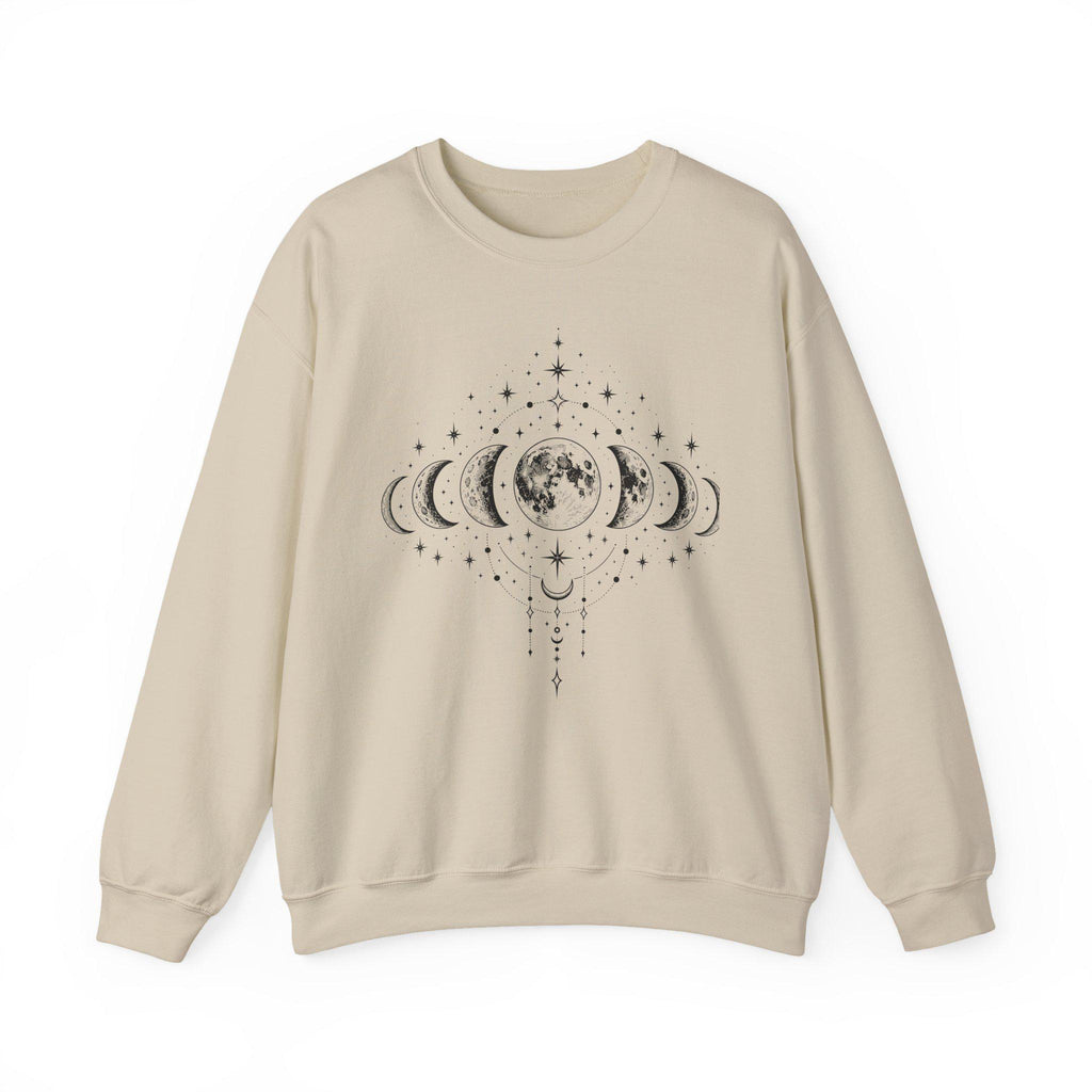 Moon Phases Crewneck Sweatshirt, Celestial Lunar Cycle, Witchy Astrology Jumper