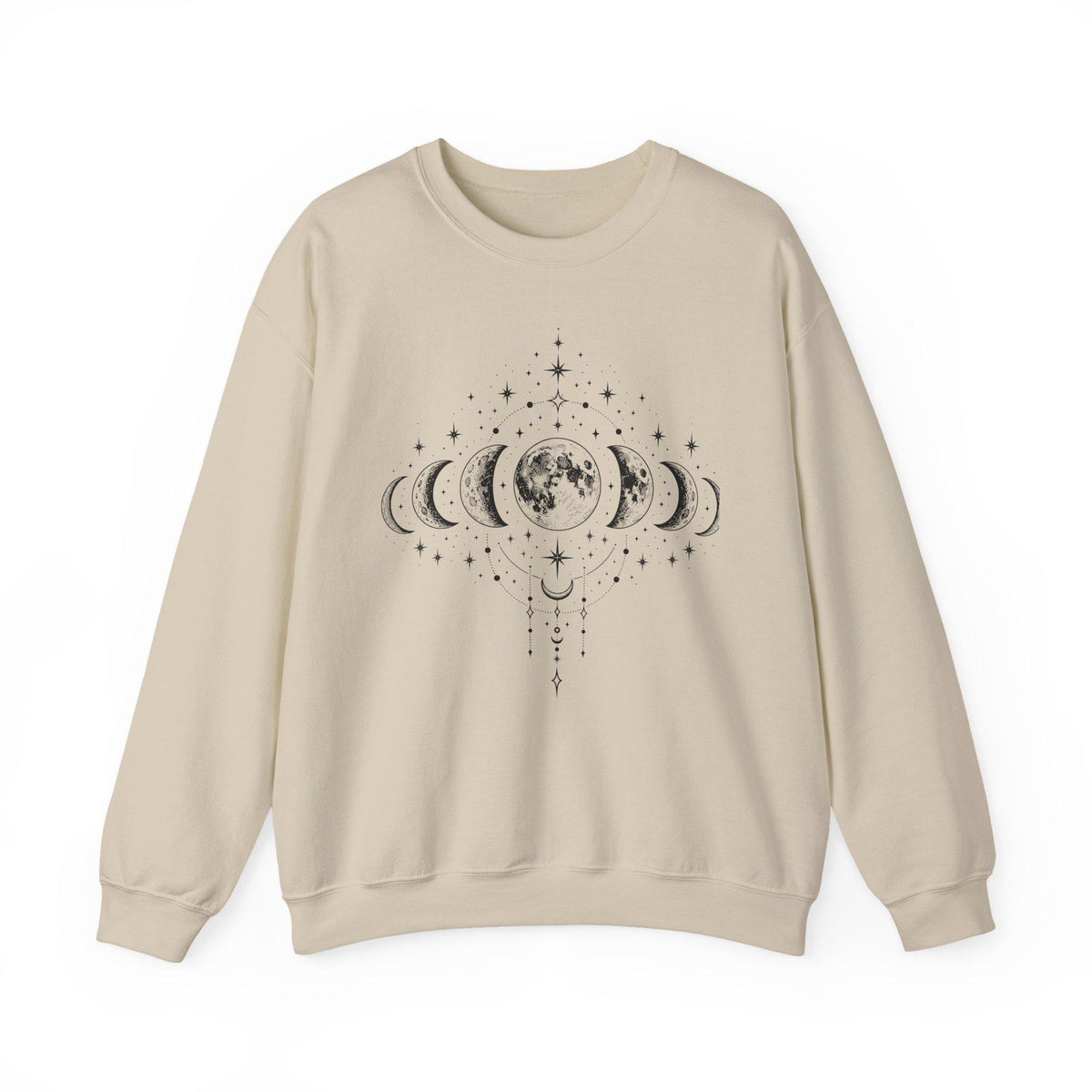 Moon Phases Crewneck Sweatshirt, Celestial Lunar Cycle, Witchy Astrology Jumper