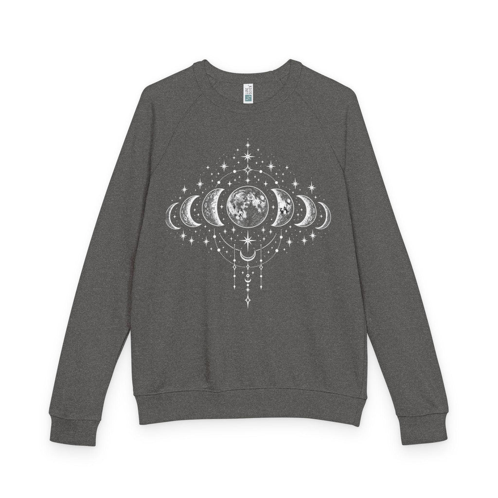 Moon Phases Raglan Sweatshirt, Celestial Lunar Cycle Crewneck, Witchy Astrology Pullover