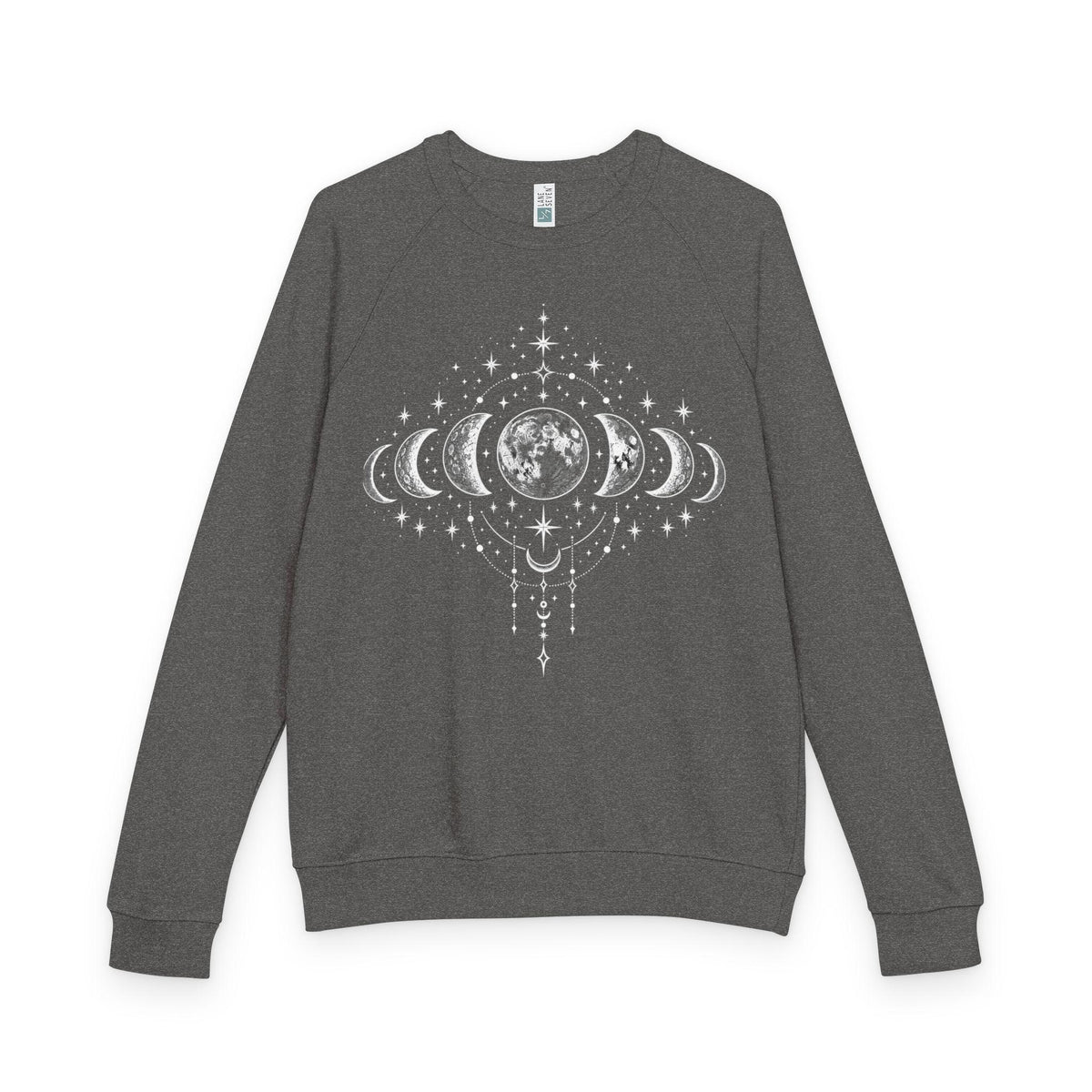 Moon Phases Raglan Sweatshirt, Celestial Lunar Cycle Crewneck, Witchy Astrology Pullover