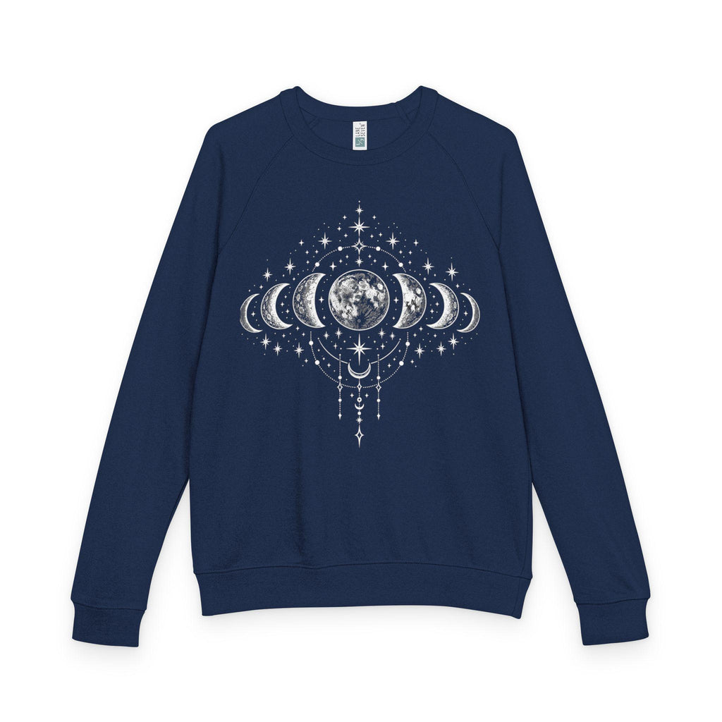 Moon Phases Raglan Sweatshirt, Celestial Lunar Cycle Crewneck, Witchy Astrology Pullover