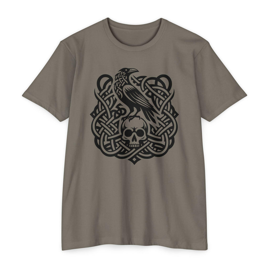 Norse Knotwork Raven Skull T-Shirt, Gothic Viking Apparel, Dark Academia Gift