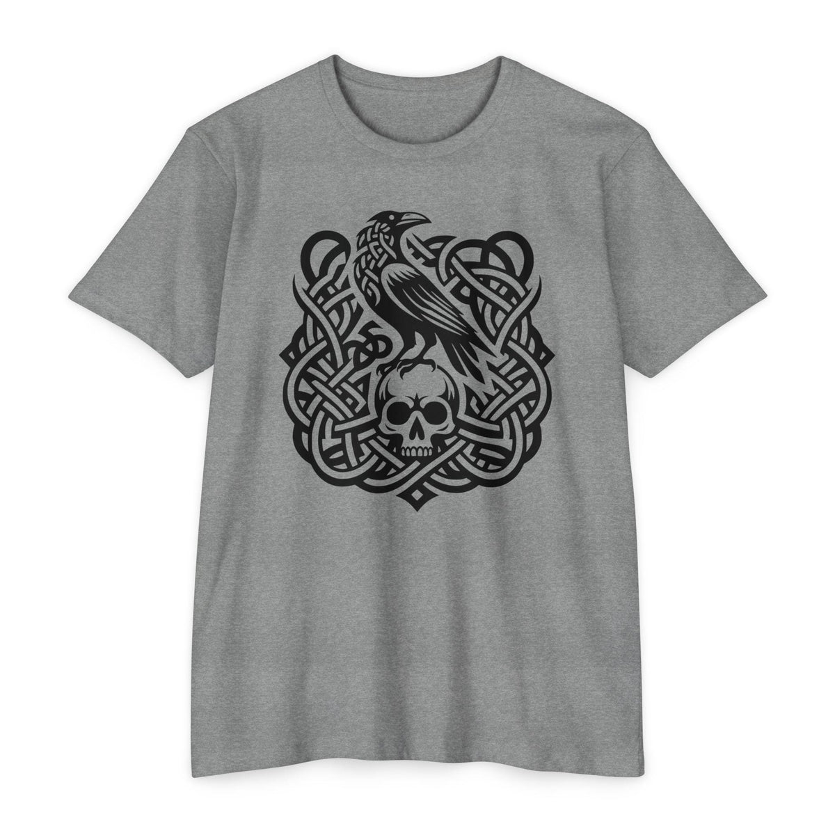 Norse Knotwork Raven Skull T-Shirt, Gothic Viking Apparel, Dark Academia Gift