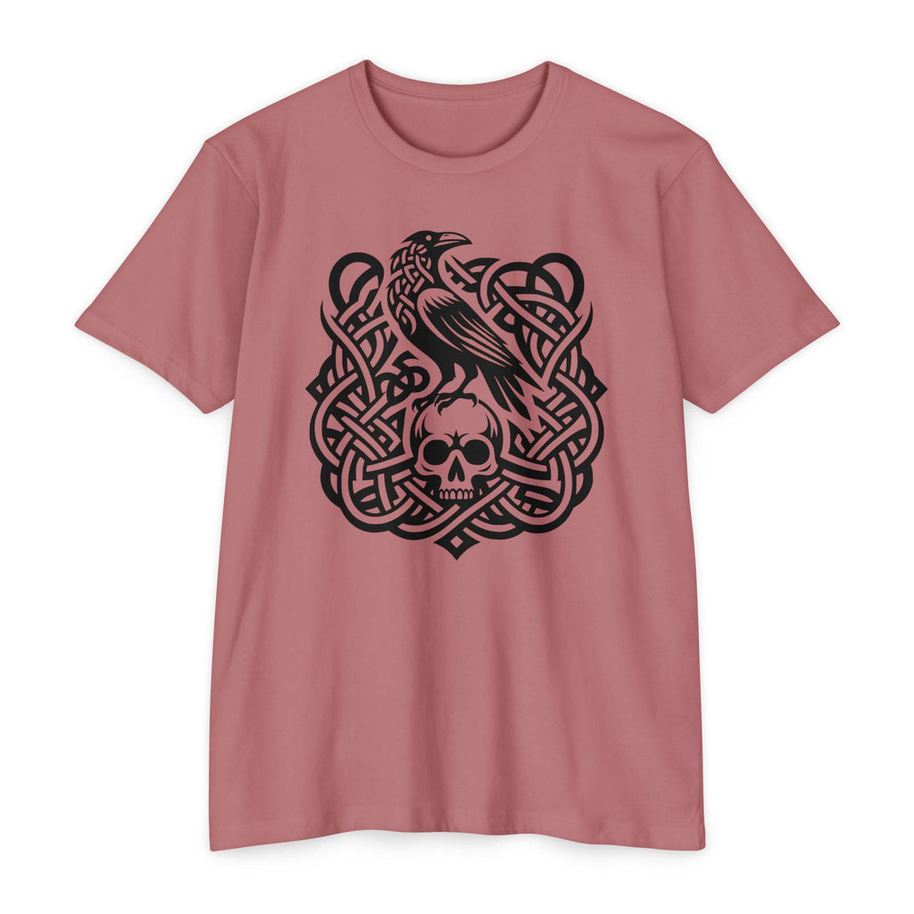 Norse Knotwork Raven Skull T-Shirt, Gothic Viking Apparel, Dark Academia Gift