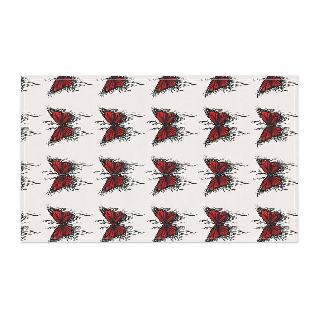 Red Dripping Butterfly Tea Towel | Kitchen Towel, Floral Insect Pattern
