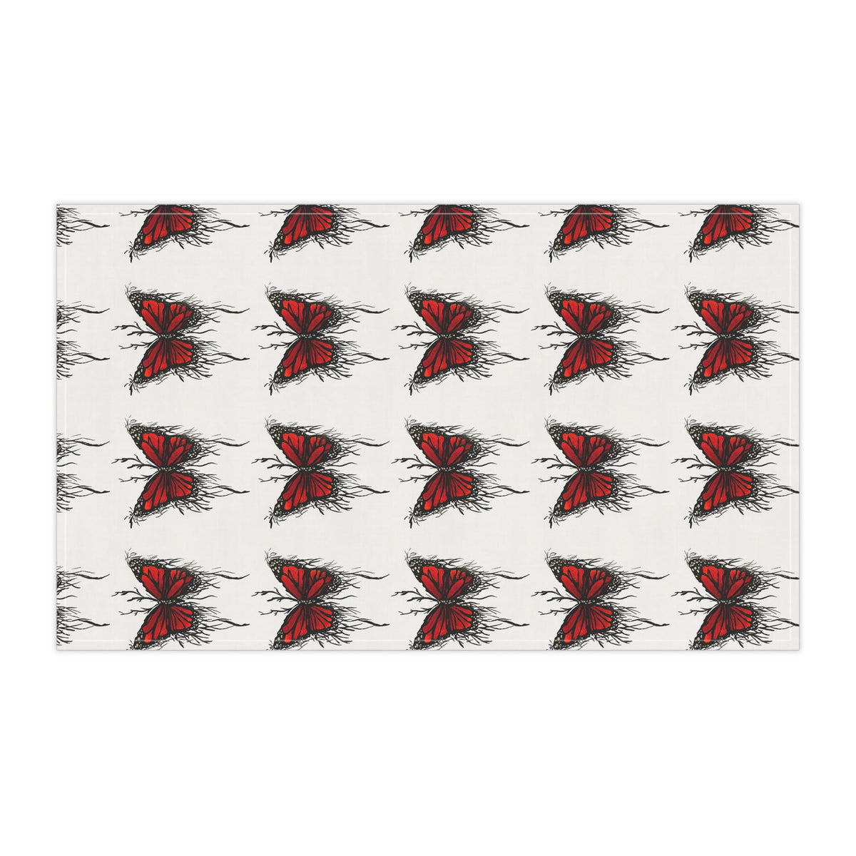 Red Dripping Butterfly Tea Towel | Kitchen Towel, Floral Insect Pattern