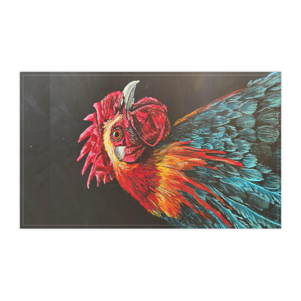 Colorful Rooster Portrait Tea Towel | Farmhouse Kitchen, Hand Towel
