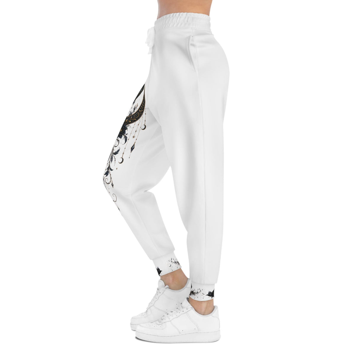 Celestial Raven Joggers, All-Over Print Crow Moon Sweatpants, Gothic Athletic Wear