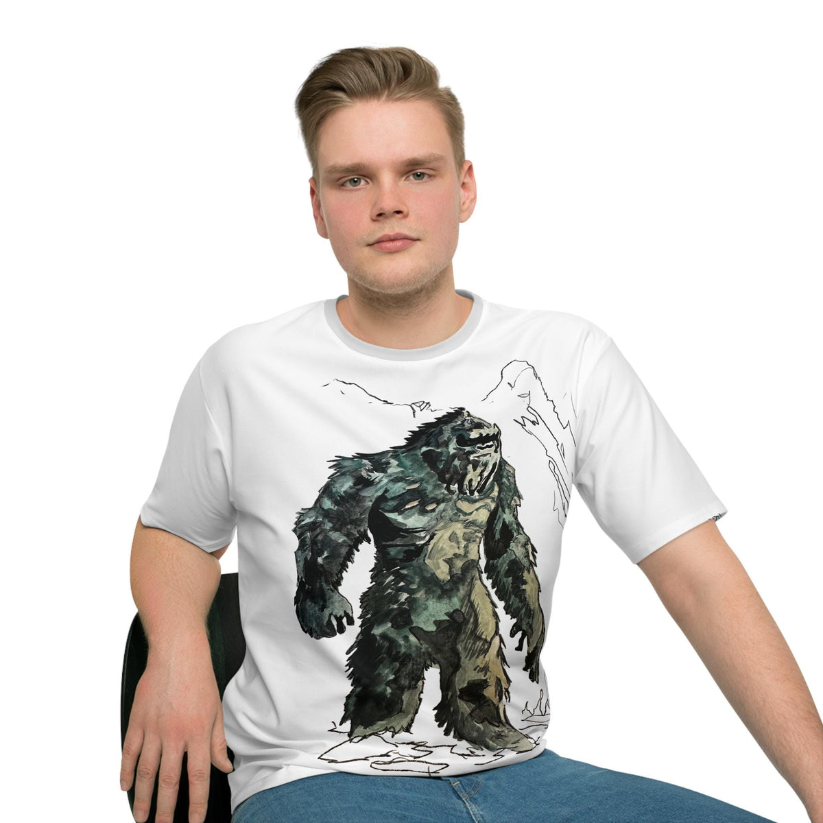 Mountain Sasquatch Illustration T-Shirt | Yeti Forest Art