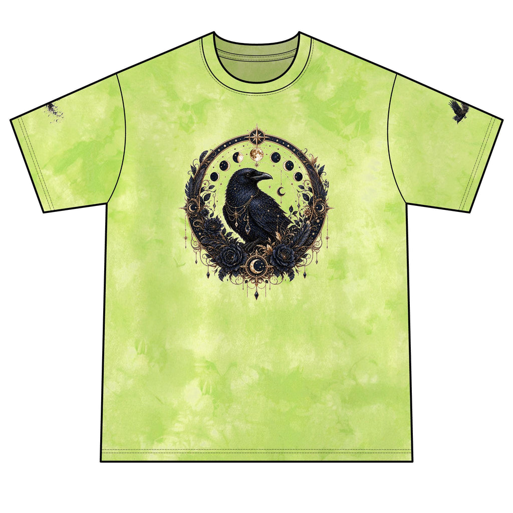 Raven Moon Crystal Mandala T-Shirt | Red Black Tie-Dye