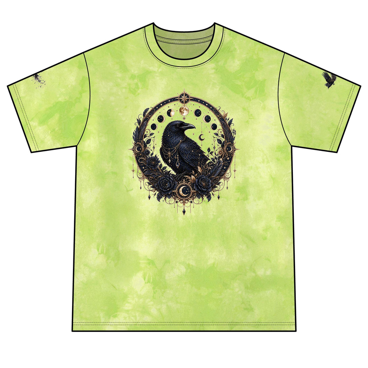 Raven Moon Crystal Mandala T-Shirt | Red Black Tie-Dye