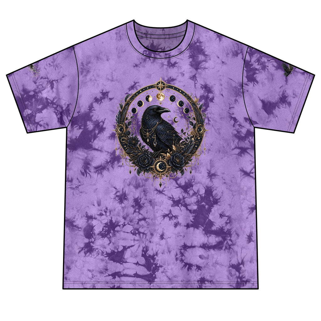 Raven Moon Crystal Mandala T-Shirt | Red Black Tie-Dye