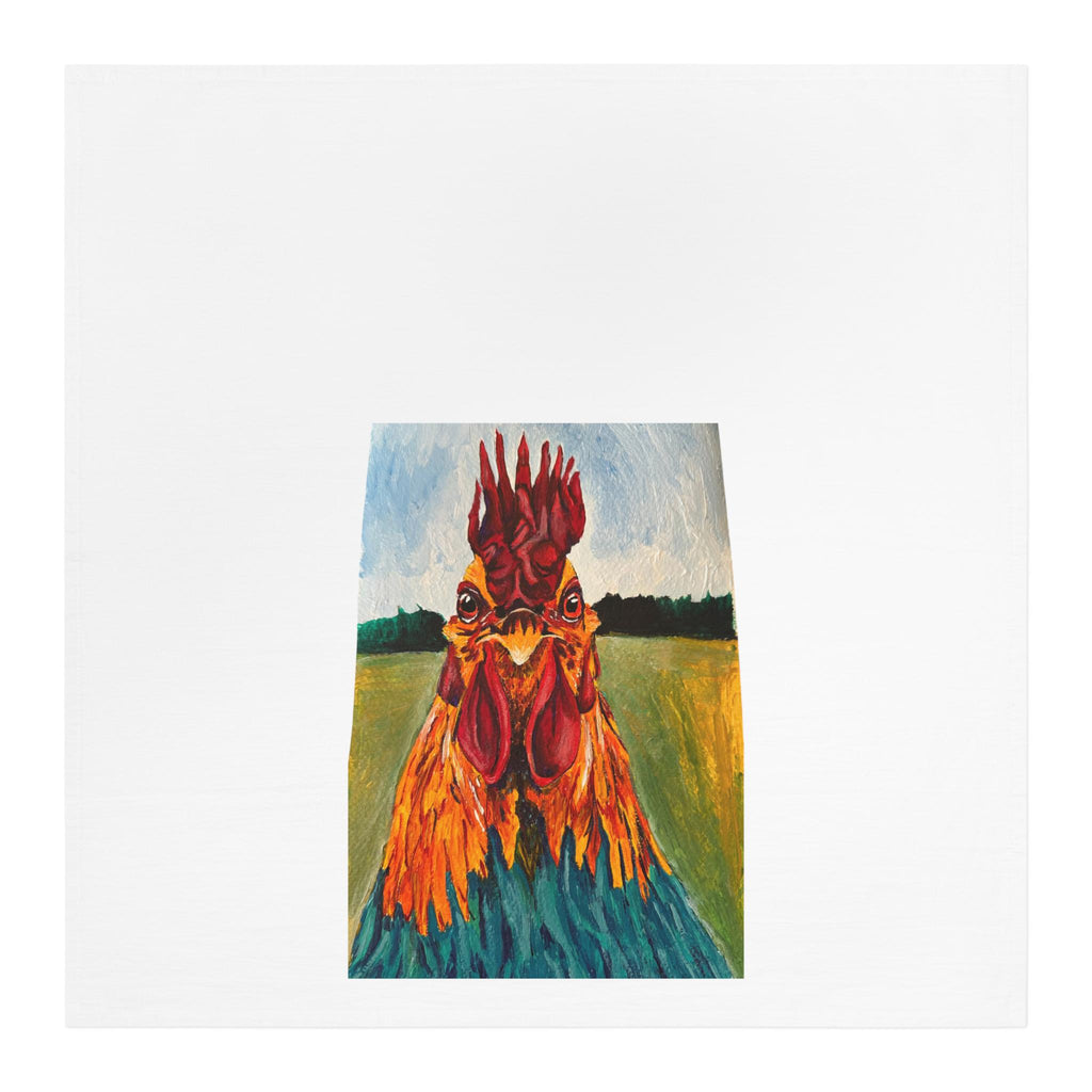 Colorful Rooster Illustration Tea Towel | Farmhouse Kitchen Décor
