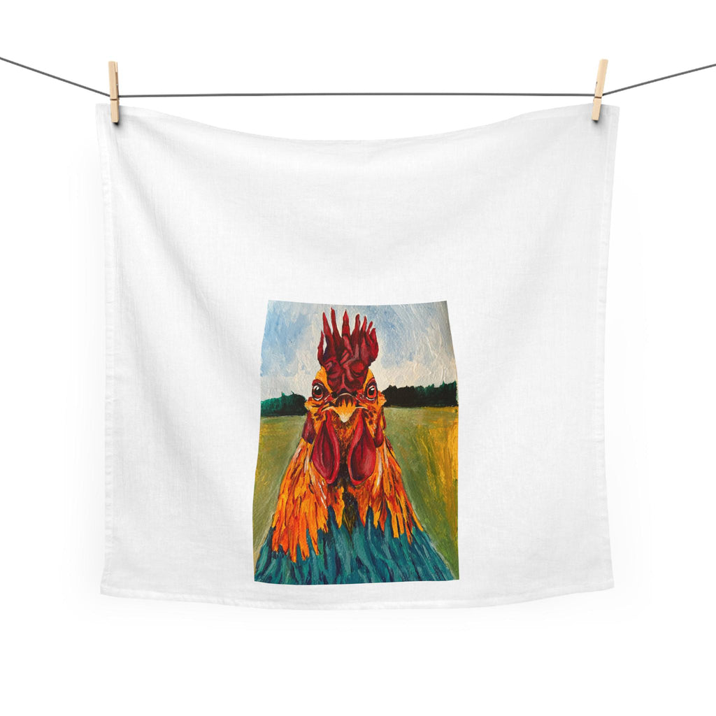 Colorful Rooster Illustration Tea Towel | Farmhouse Kitchen Décor