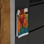 Colorful Rooster Illustration Tea Towel | Farmhouse Kitchen Décor
